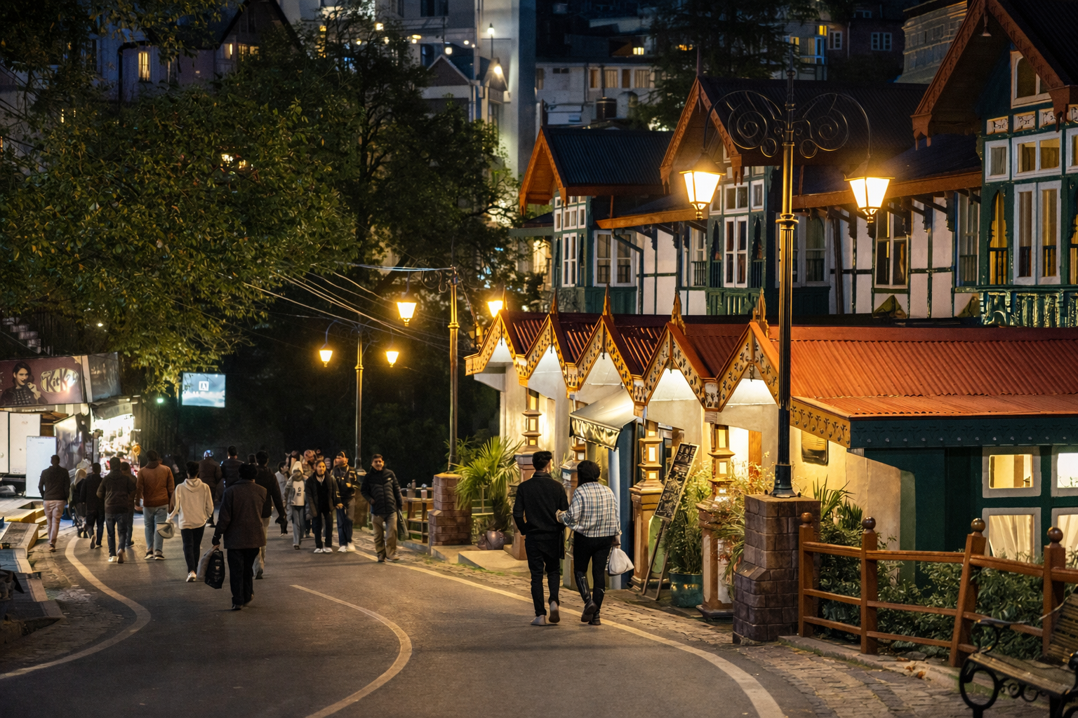 Couple walking in Shimla Mall Road 