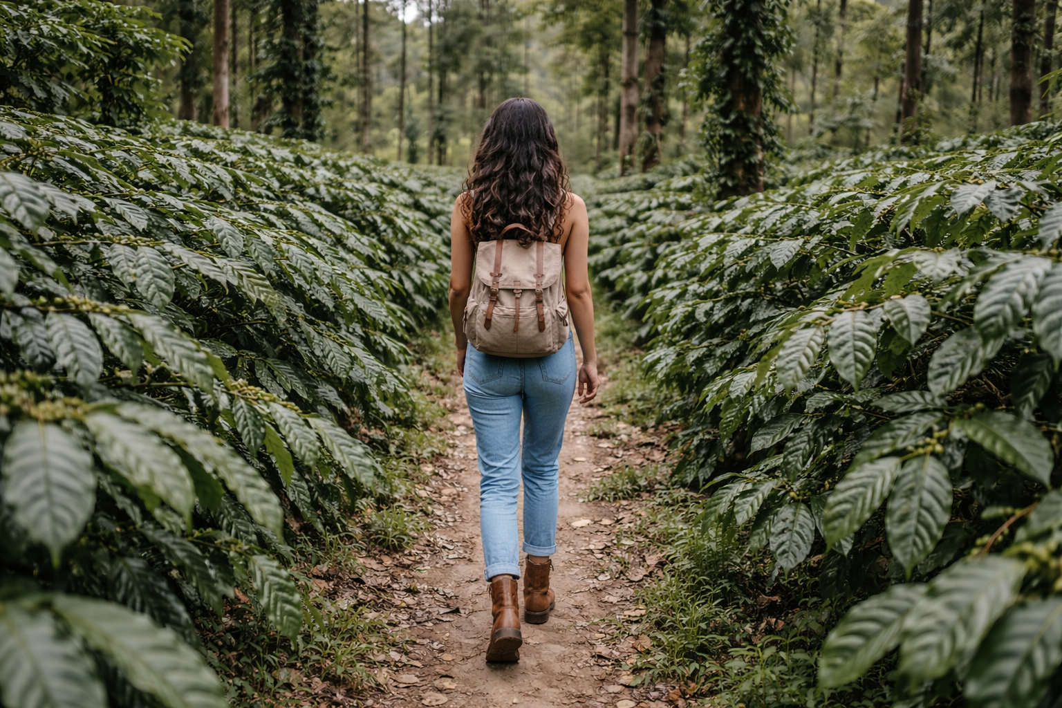 Women walking through coffee plantations in Coorg