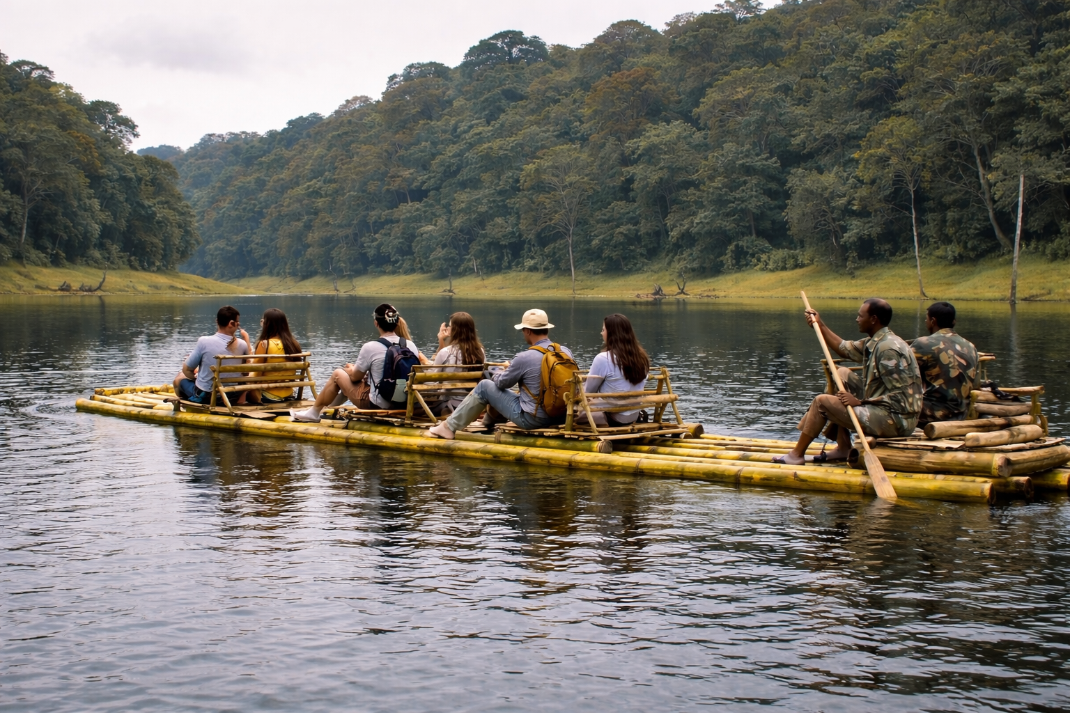 Bamboo rafting on Periyar Lake in Thekkady