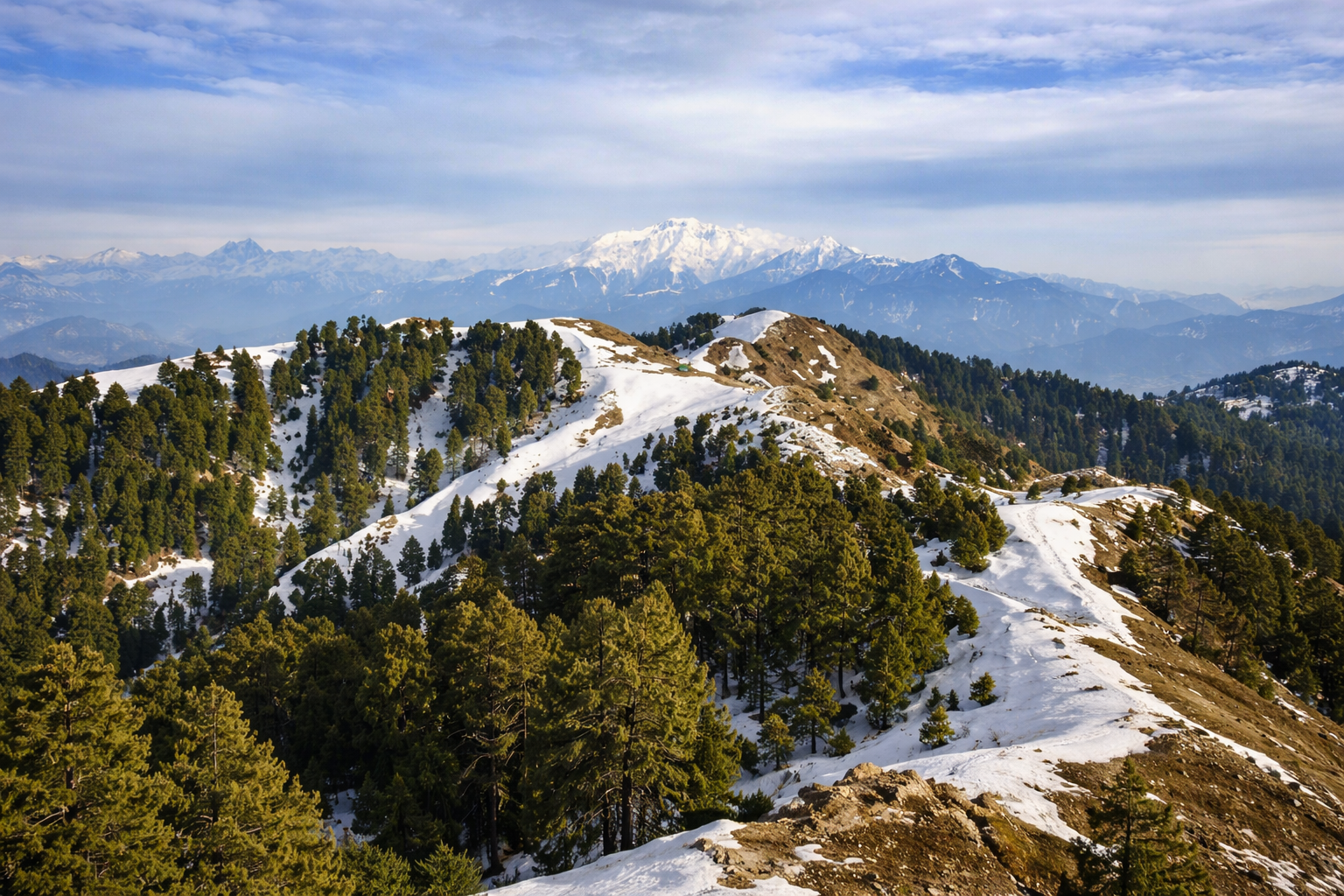 Panoramic view of Dainkund Peak in Dalhousie