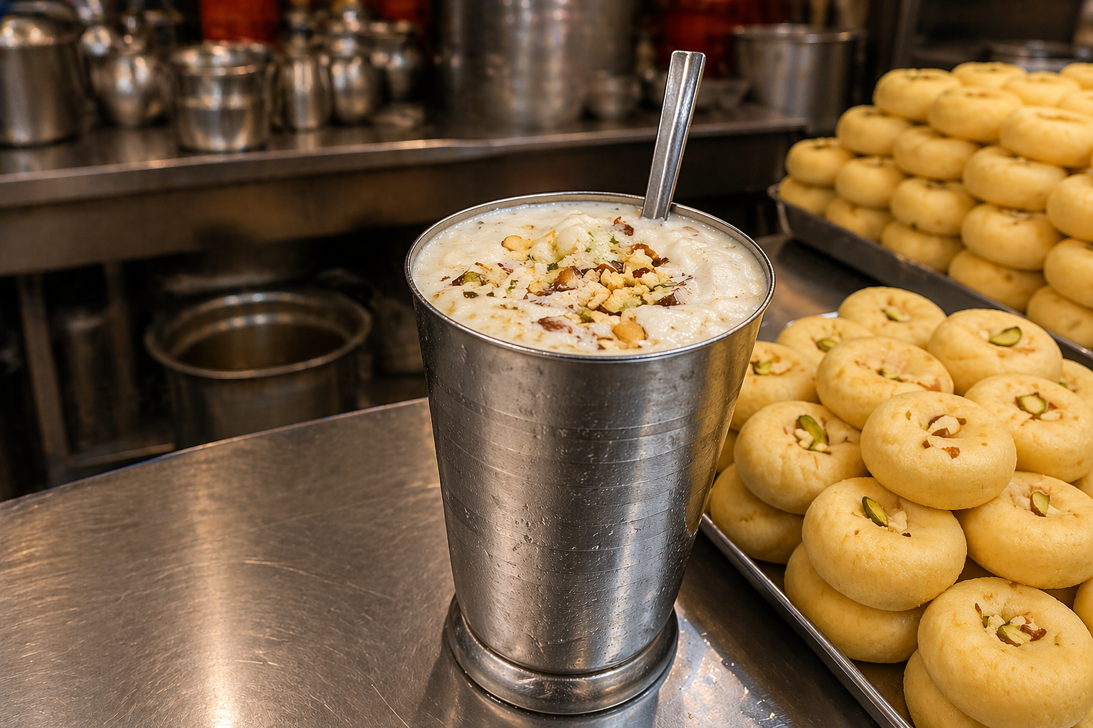 Thick creamy Lassi in Patiala glass