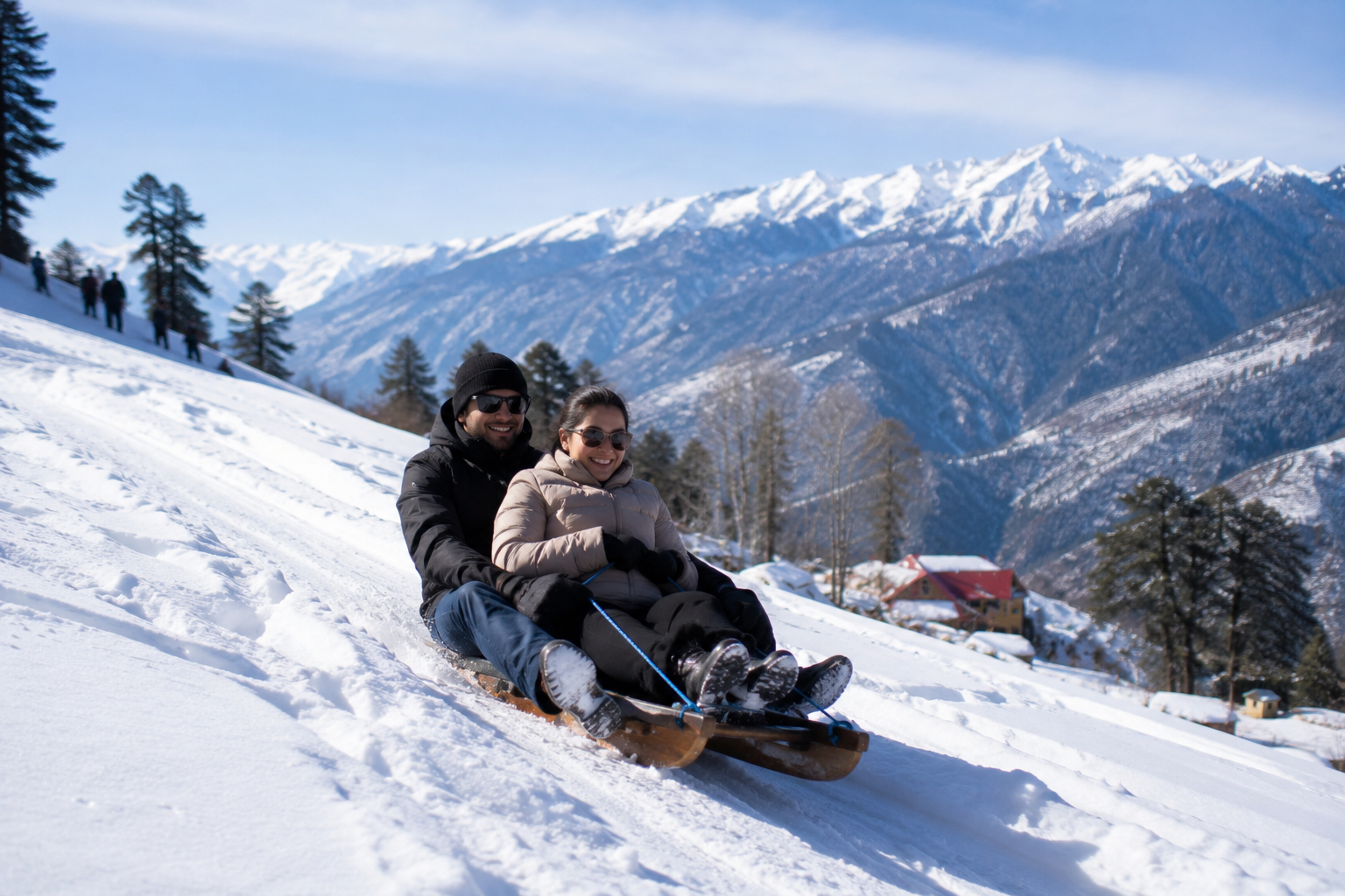 Snowy adventure of tobogganing in Kufri