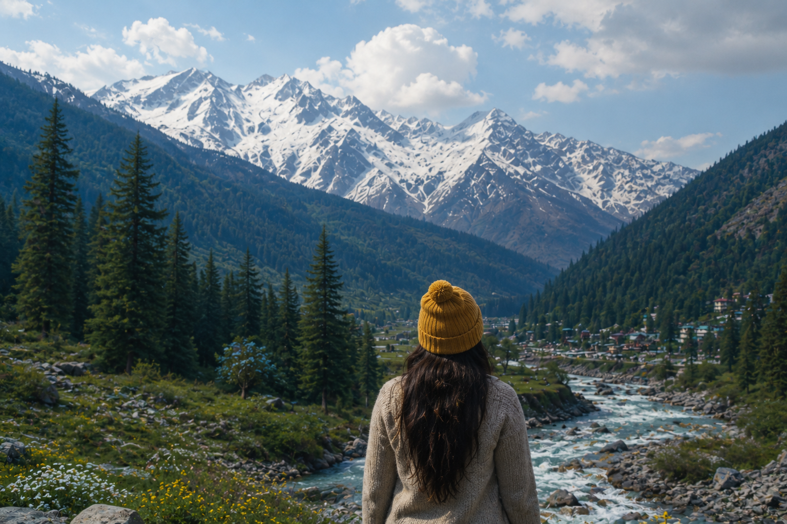 A serene view of Manali's majestic mountains
