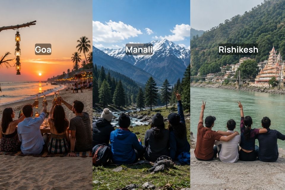 Goa, Manali and Rishikesh with friends